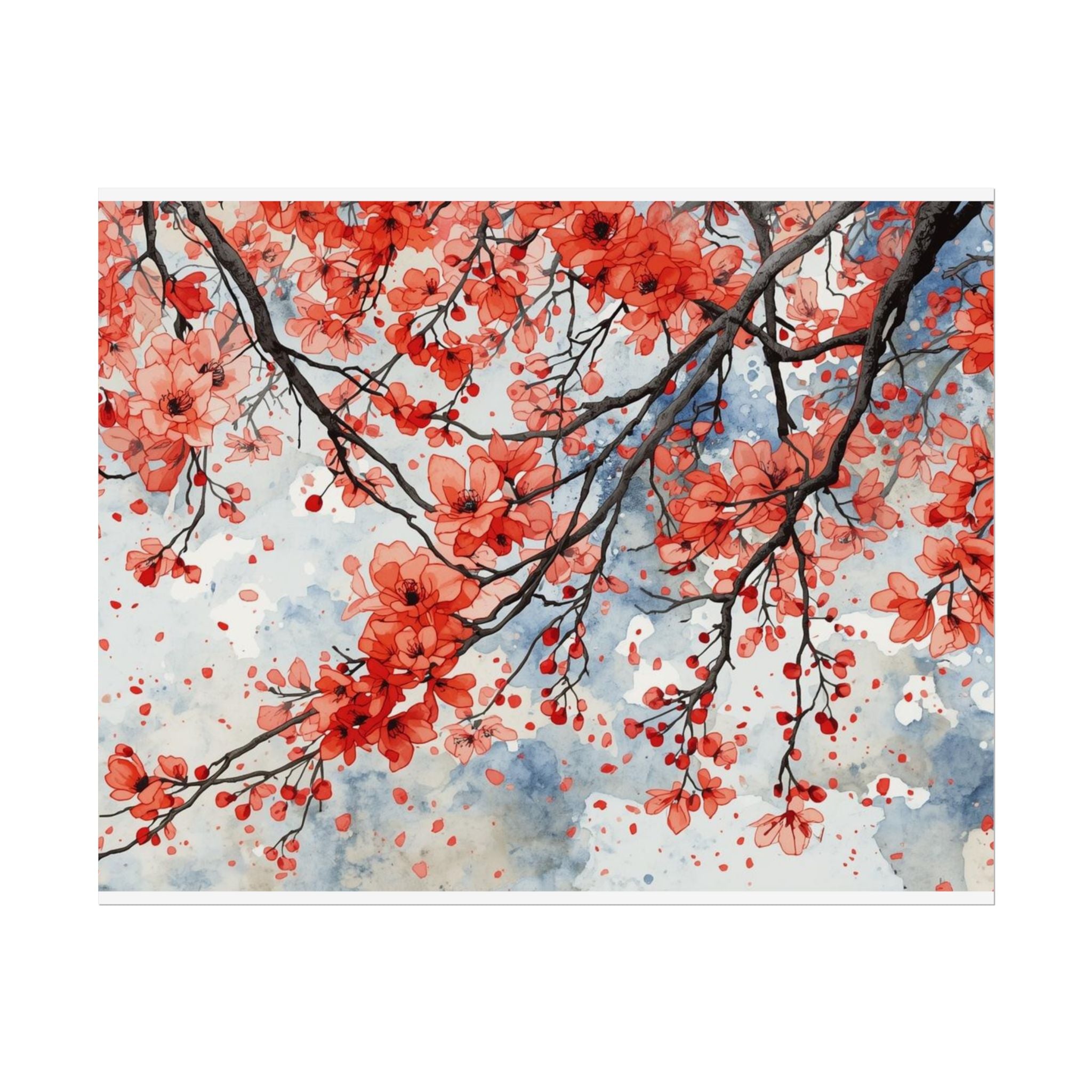 Blooming Cherry Blossom Rolled Poster Floral Wall Art - Rosetta Creative Boutique